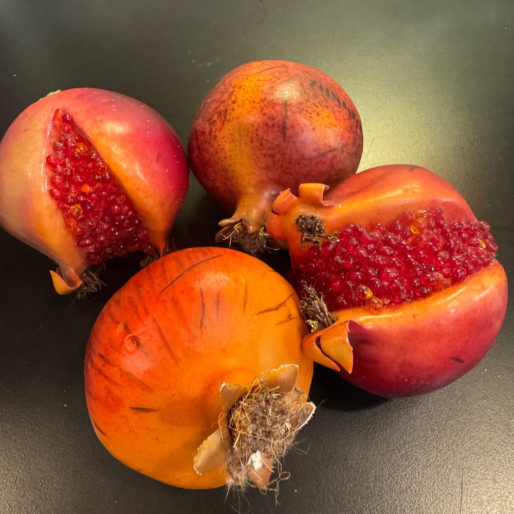 Artificial Pomegranate Set 4 Piece Red Orange Realistic Faux Fruit Decor